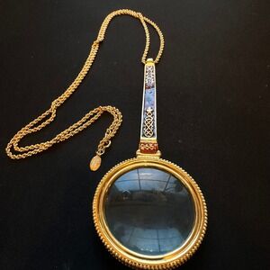 Vintage Joan Rivers Lorgnette Gold Magnifying Glass Pendant